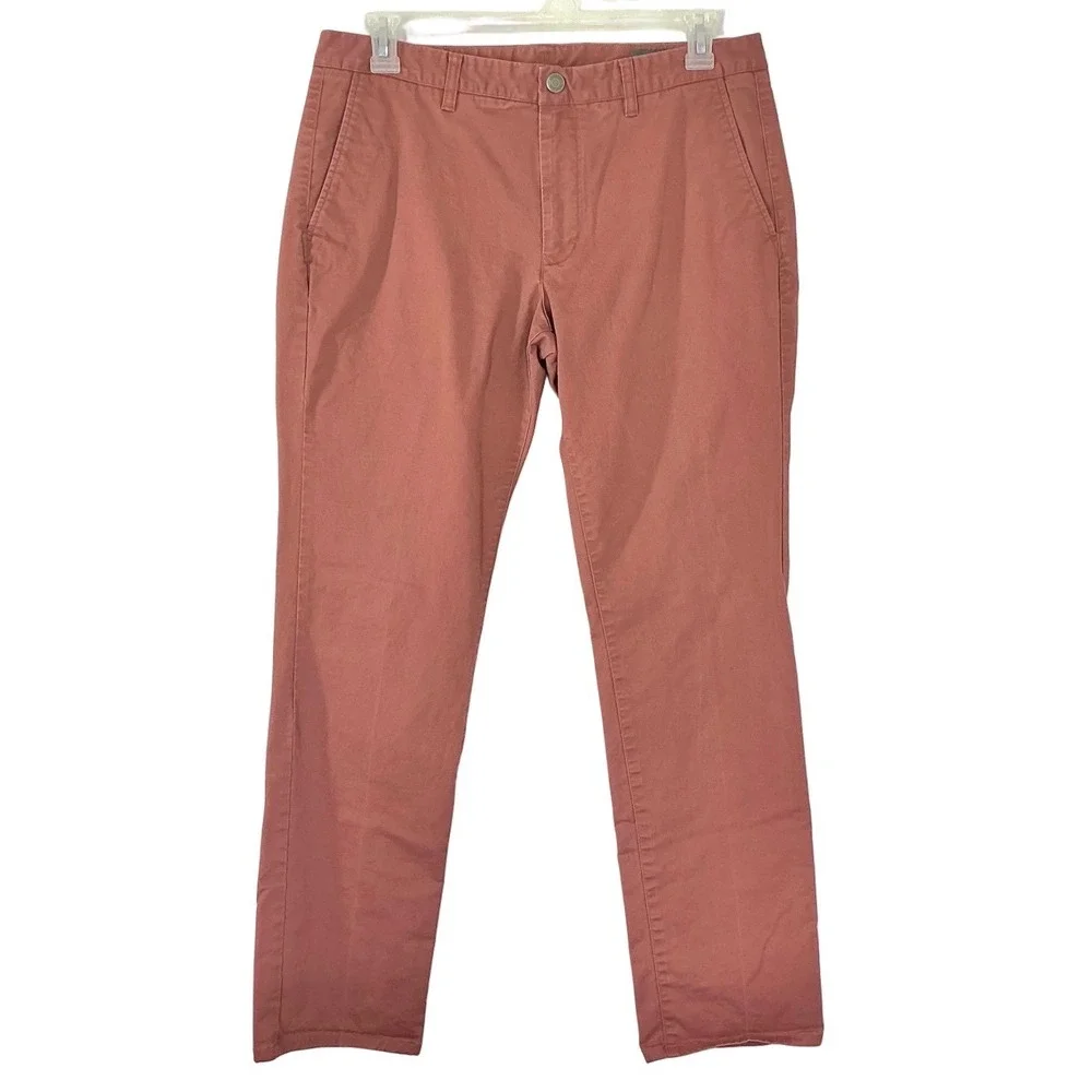 Bonobos Men's 34x34 Slim Fit Chinos Salmon Cotton Flat Front Pants‎
